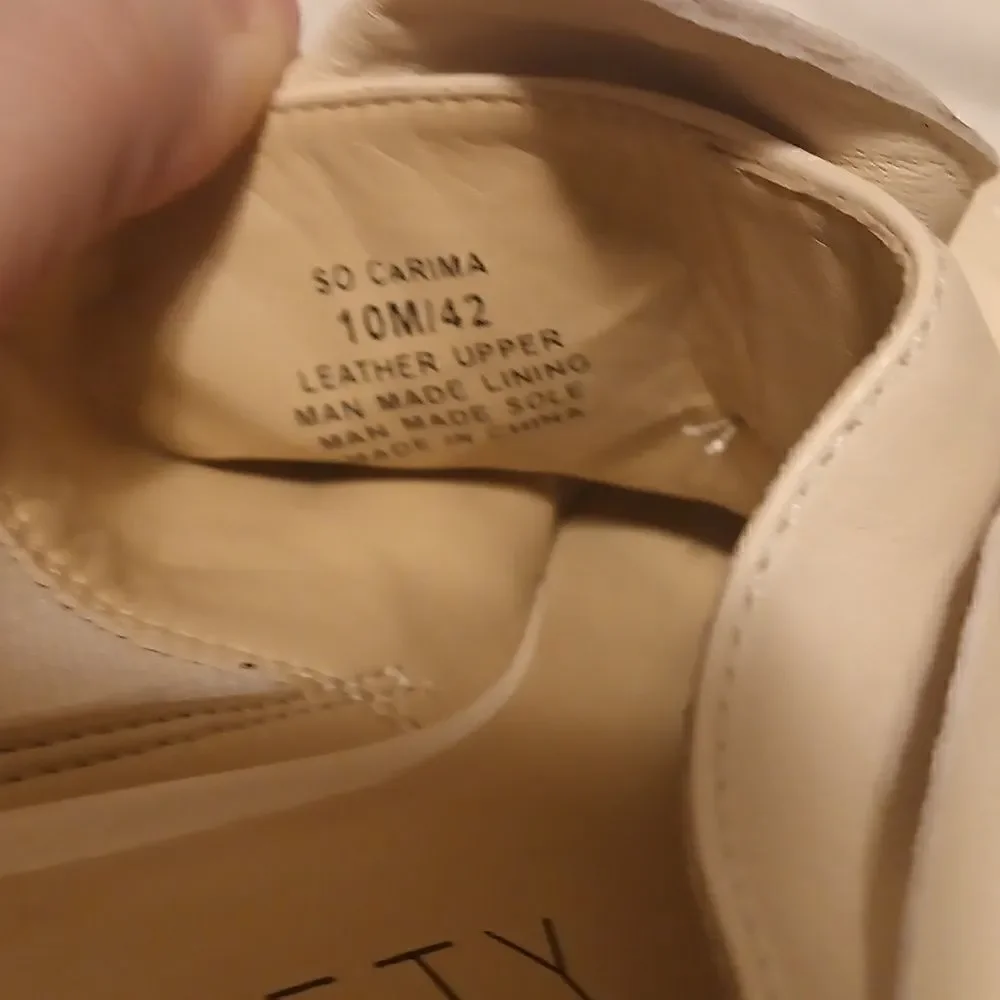 Sole Society Carmina beige leather espadrille wedge open toe sandal size 10